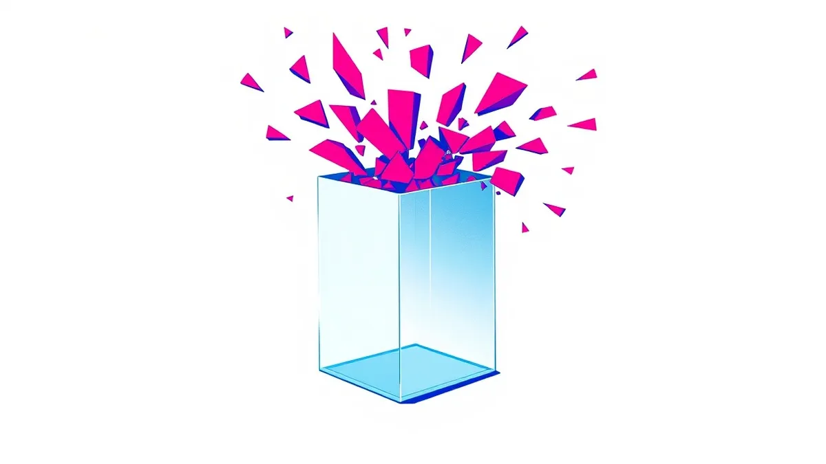 Illustration: A translucent glass cube floats in a sterile white void, representing a secure virtual boundary.