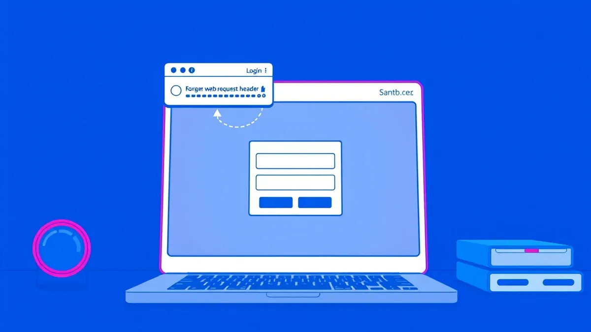 Illustration: A blank browser window displays a generic login form with empty input fields for username and password.