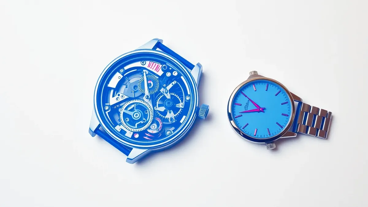 Illustration: A disassembled mechanical watch lies open on a clean white surface, exposing its intricate gears and springs.