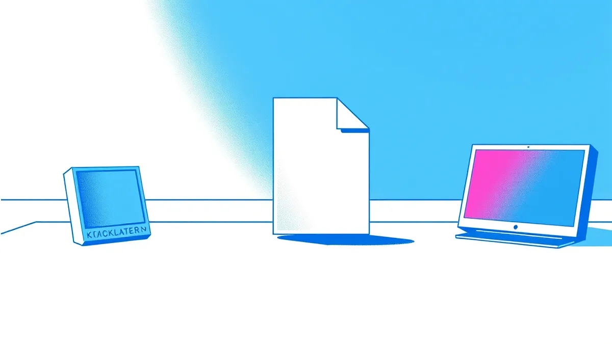 Illustration: A single file icon rests on a clean desktop surface, its warning ribbon stripped away to reveal a plain document shape.