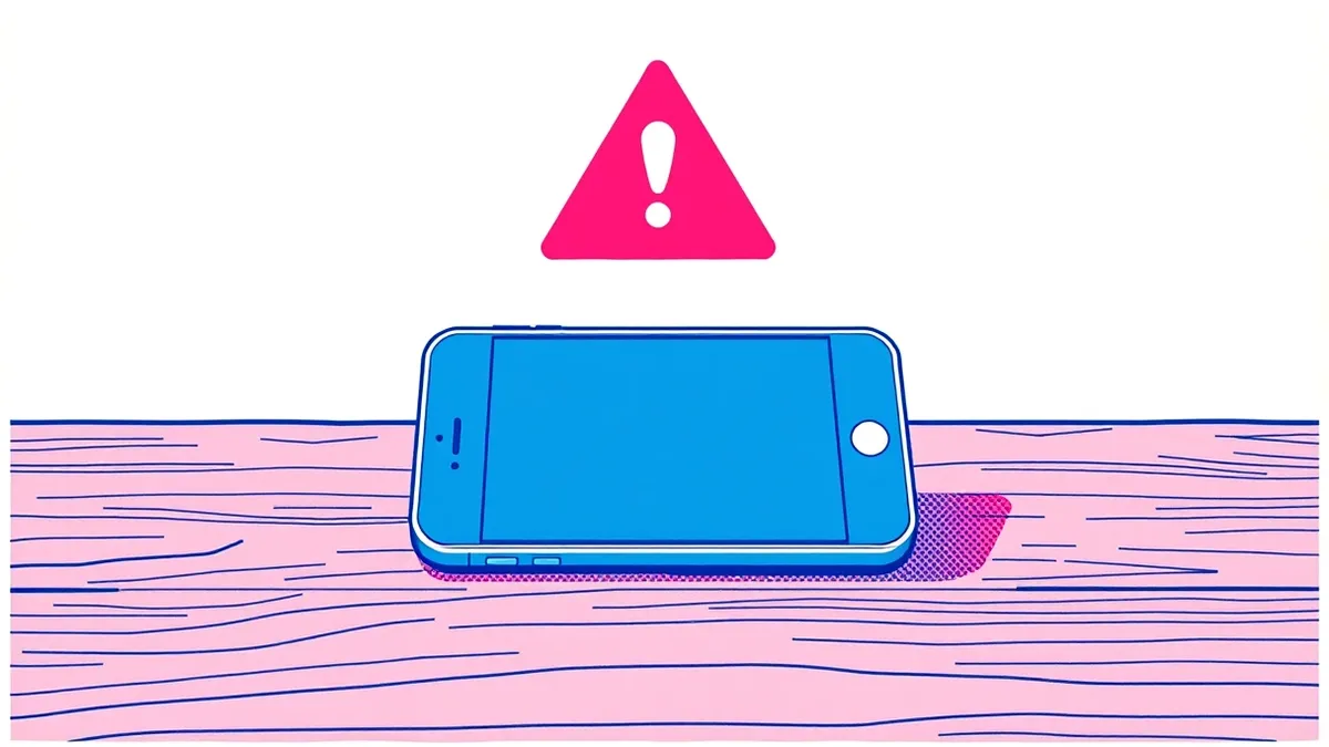 Illustration: A smartphone displaying a blank social media feed sits on a wooden table.